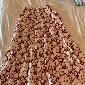 Universal Thread Brown and Cream Floral Tiered Maxi Skirt